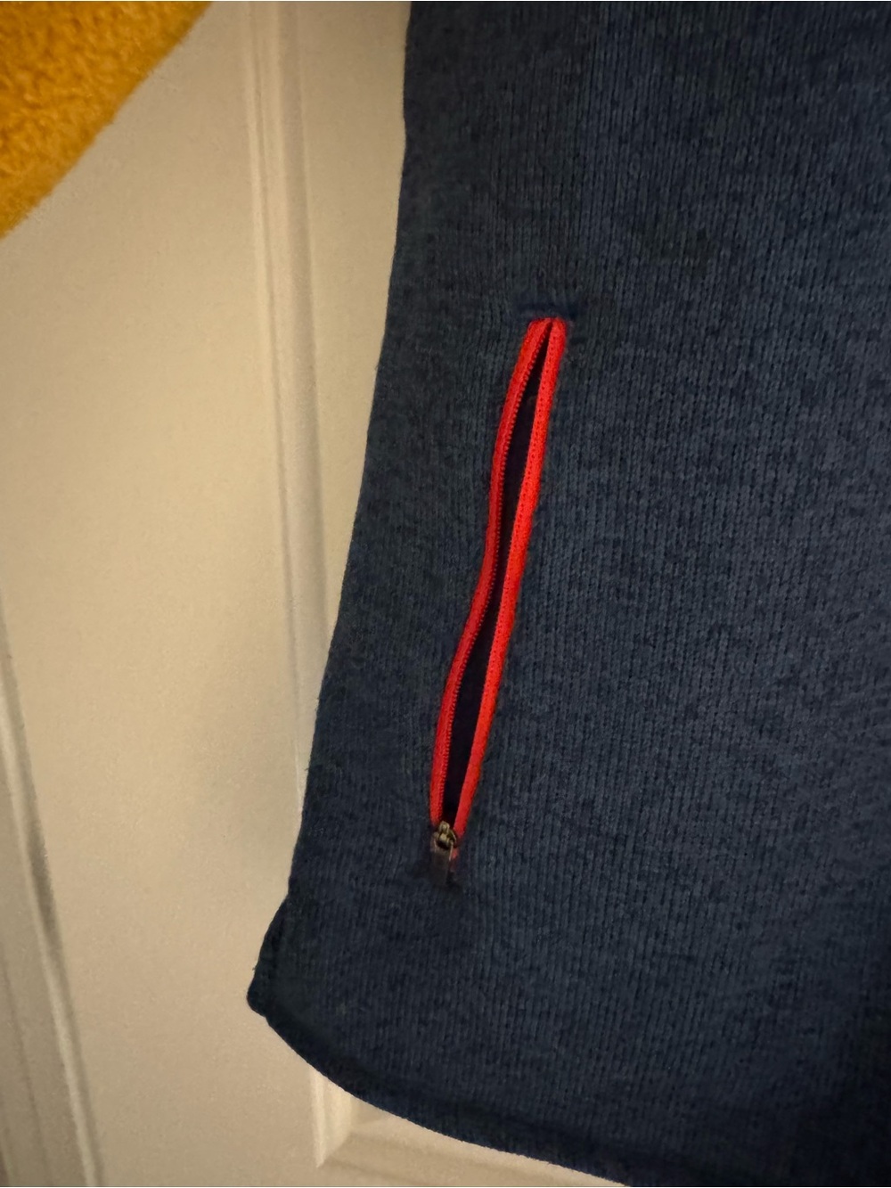 L.L. Bean Women’s Colorblock Fleece Pullover - Mustard, Navy & Poppy size small - Picture 3 of 5